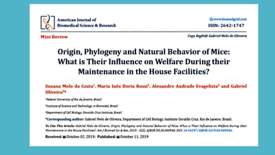 Origin, Phylogeny and Natural Behavior of Mice: What is Their Influence on Welfare During their Maintenance in the House Facilities?