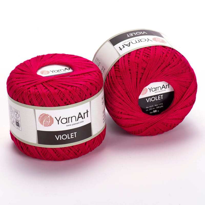 Yarn Art Violet color 6358 mercerised cotton thread size 10