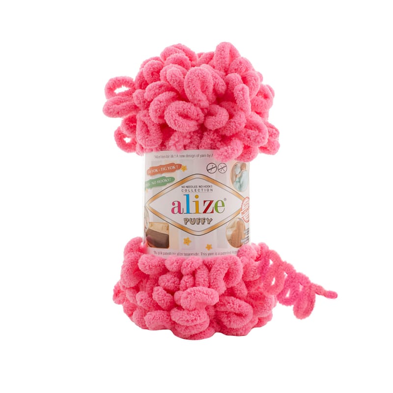 Alize Puffy 377 Vivid Pink Super Chunky Super Bulky Jumbo yarn loopy...