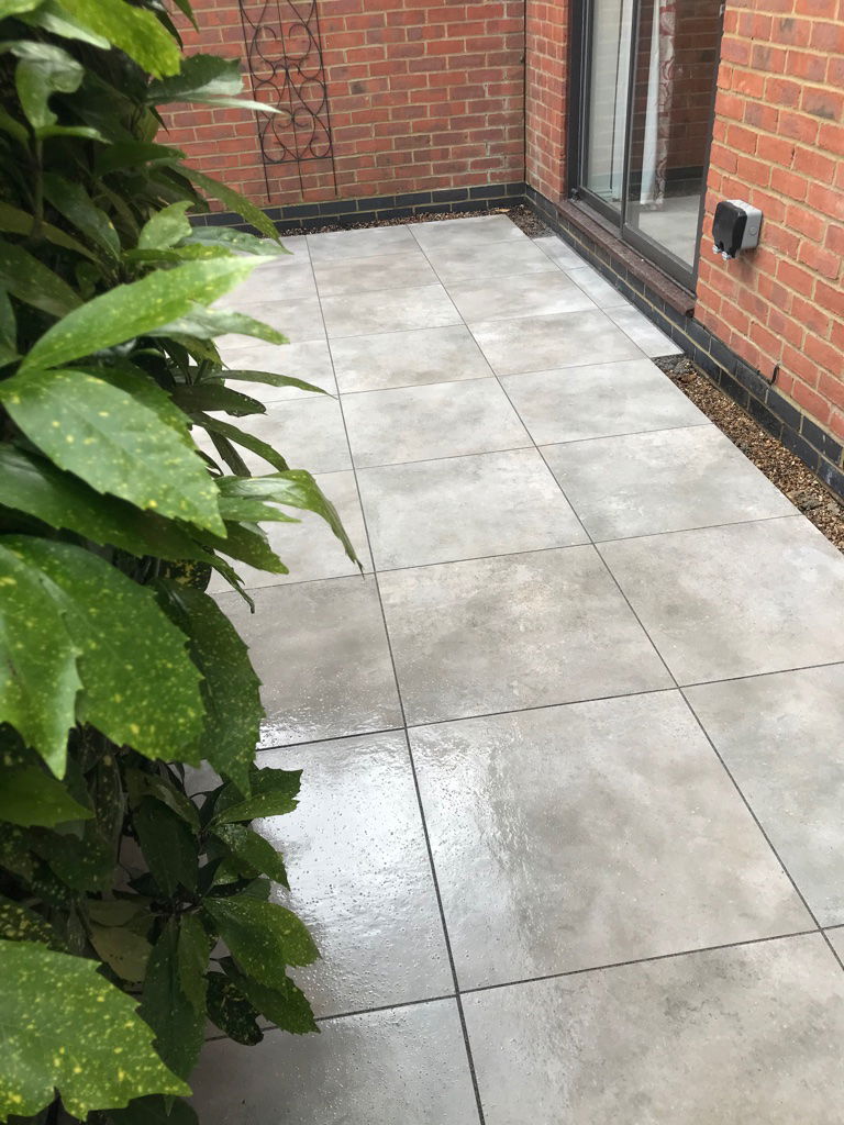 Laying a porcelain patio