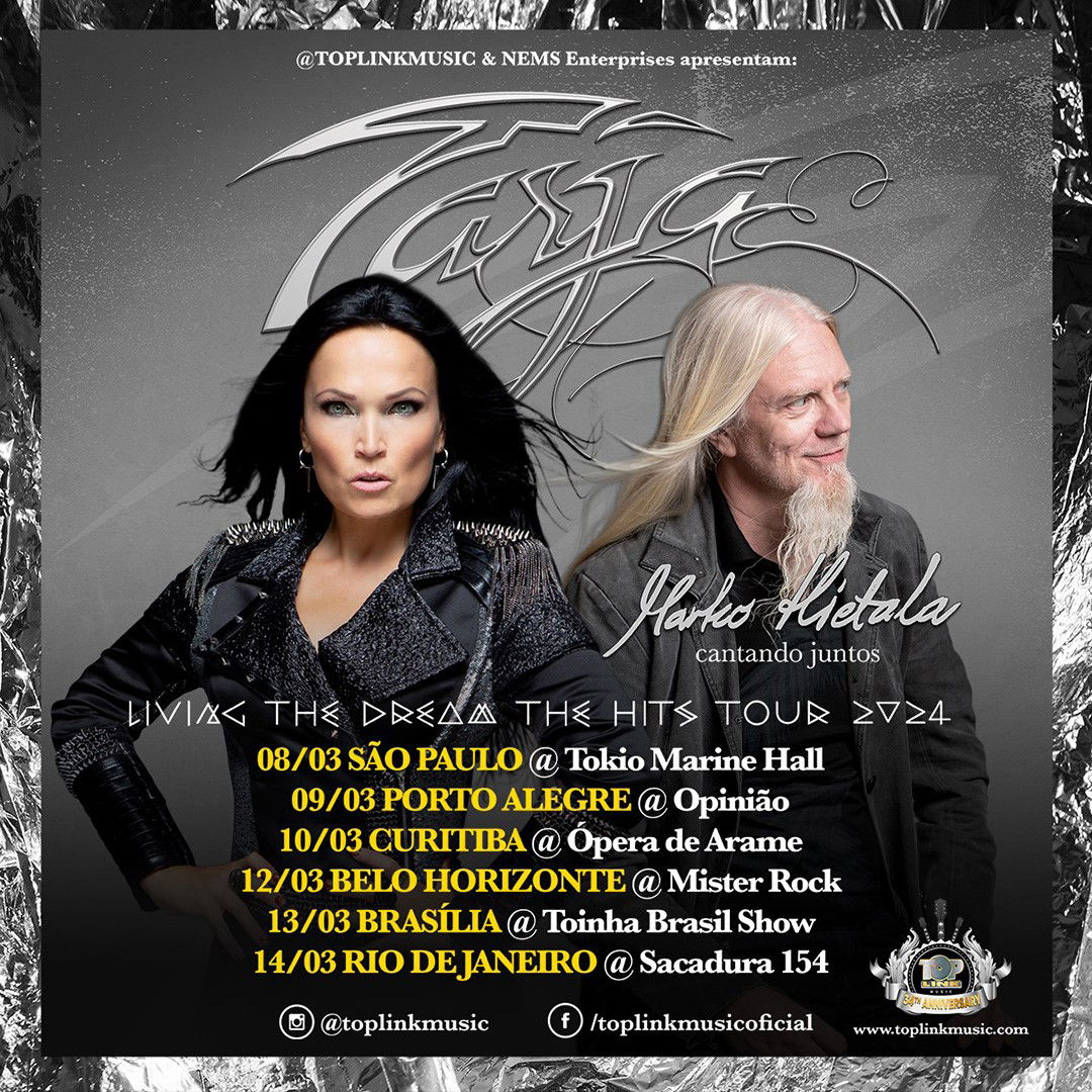 Tarja e Marko Hietala confirmam turnê histórica no Brasil