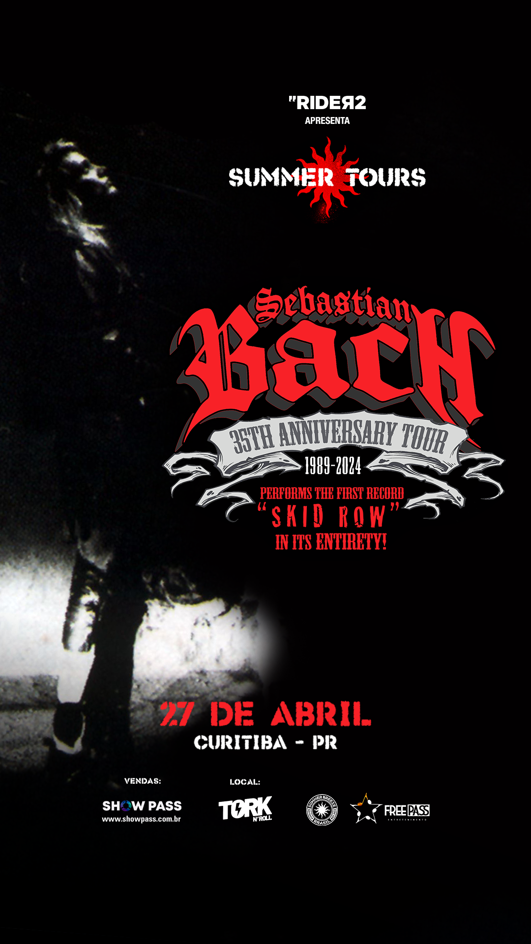 SEBASTIAN BACH ANUNCIA SHOW EM CURITIBA COMO PARTE DA SUMMER TOURS