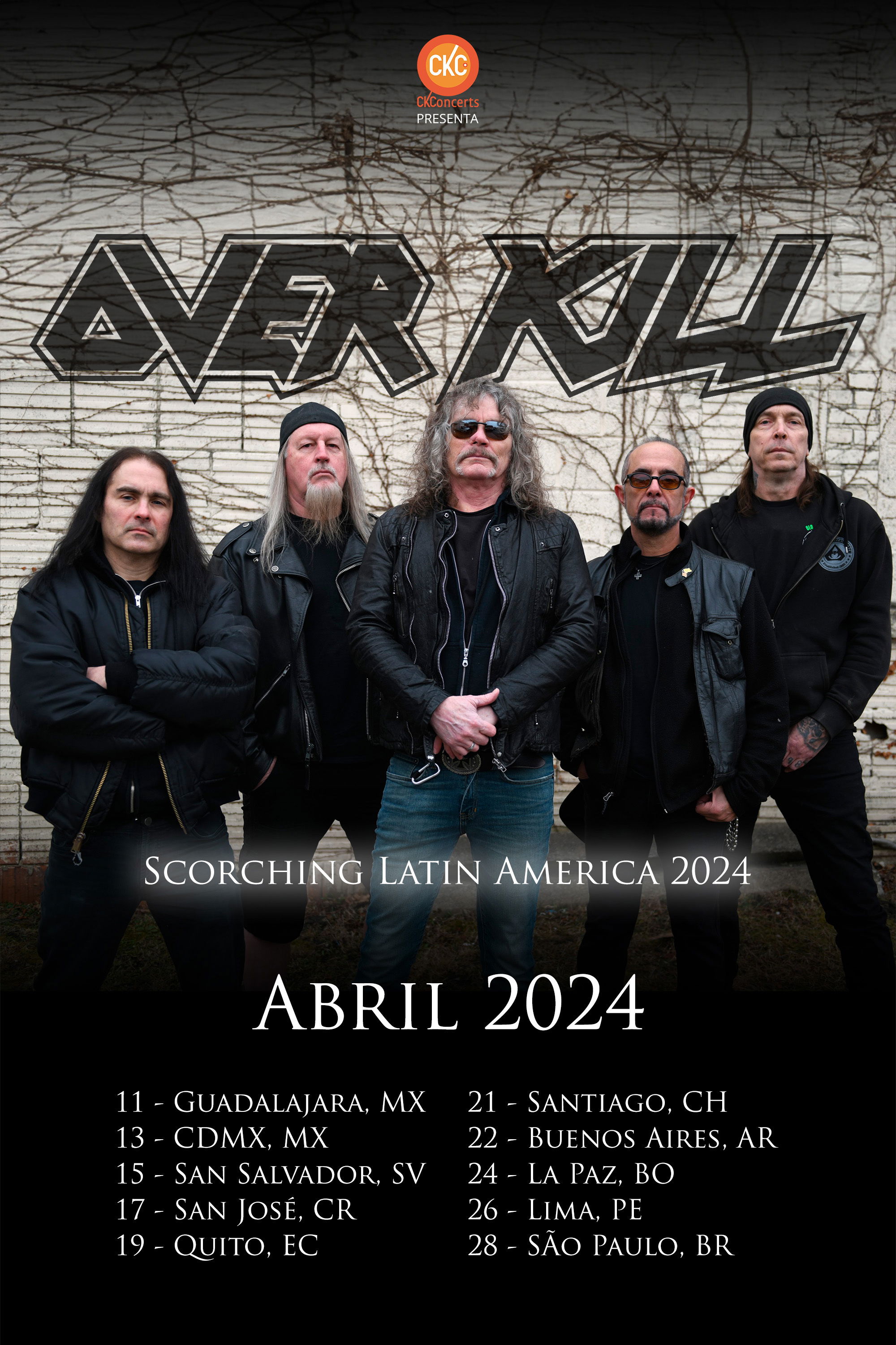 OVERKILL ANUNCIA TURNÊ 'SCORCHING LATIN AMERICA 2024'