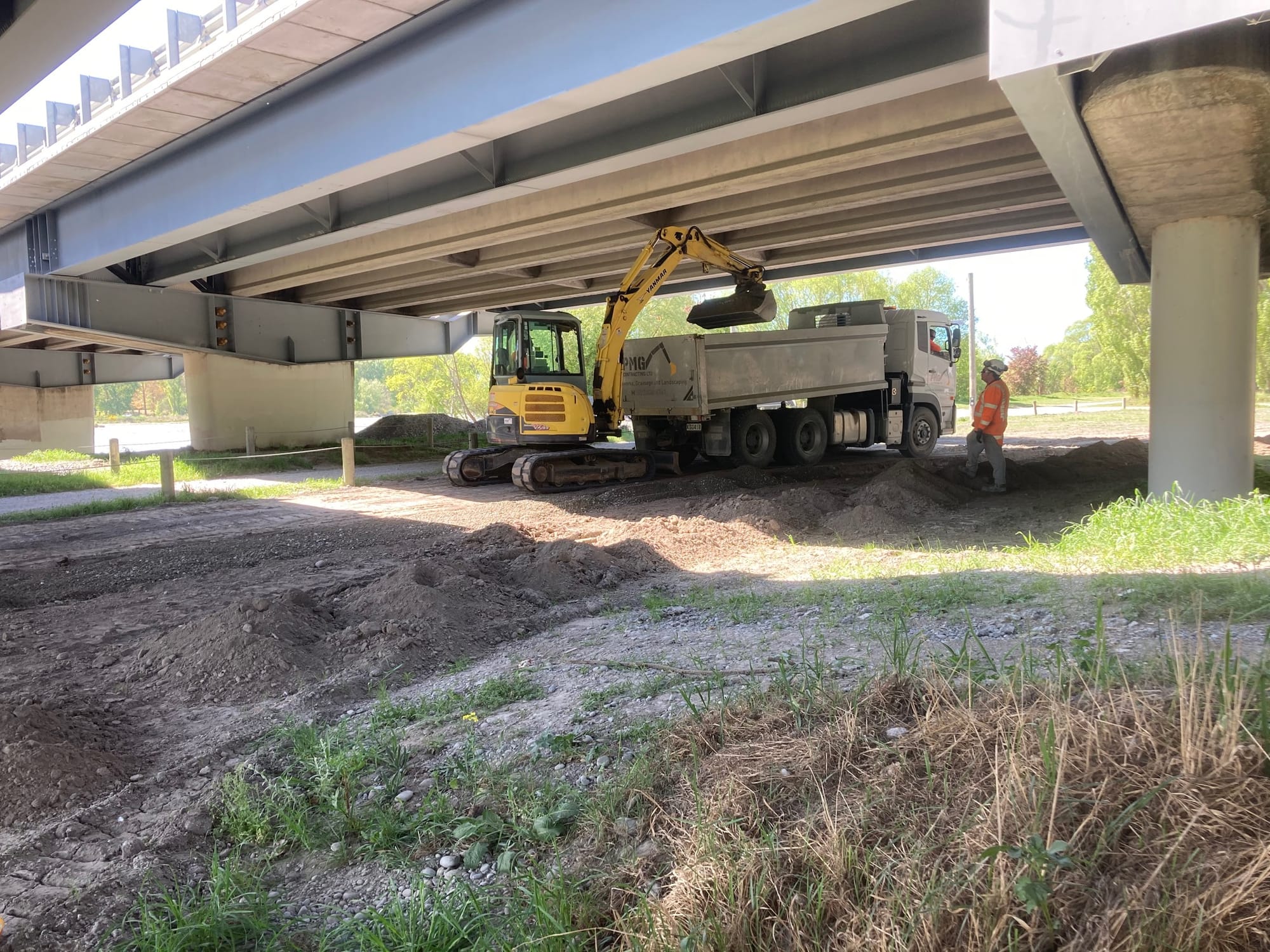 Track for Ecan under Waimakariri Bridge