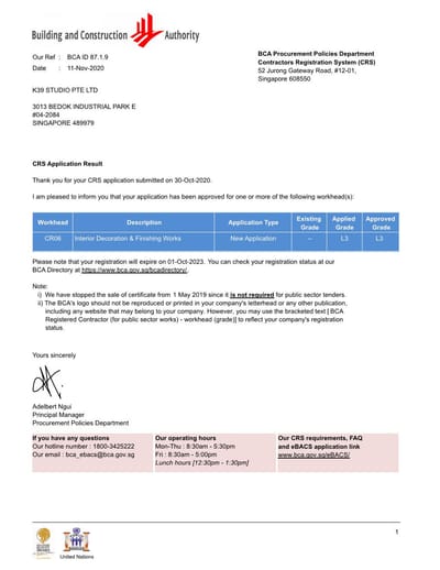 BCA REGISTERED CONTRACTOR