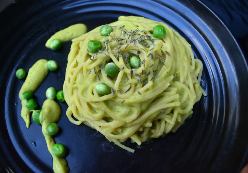 Grean Peas &amp; Broccoli Puree Pasta with Miso Paste - Alphajiri Gr...