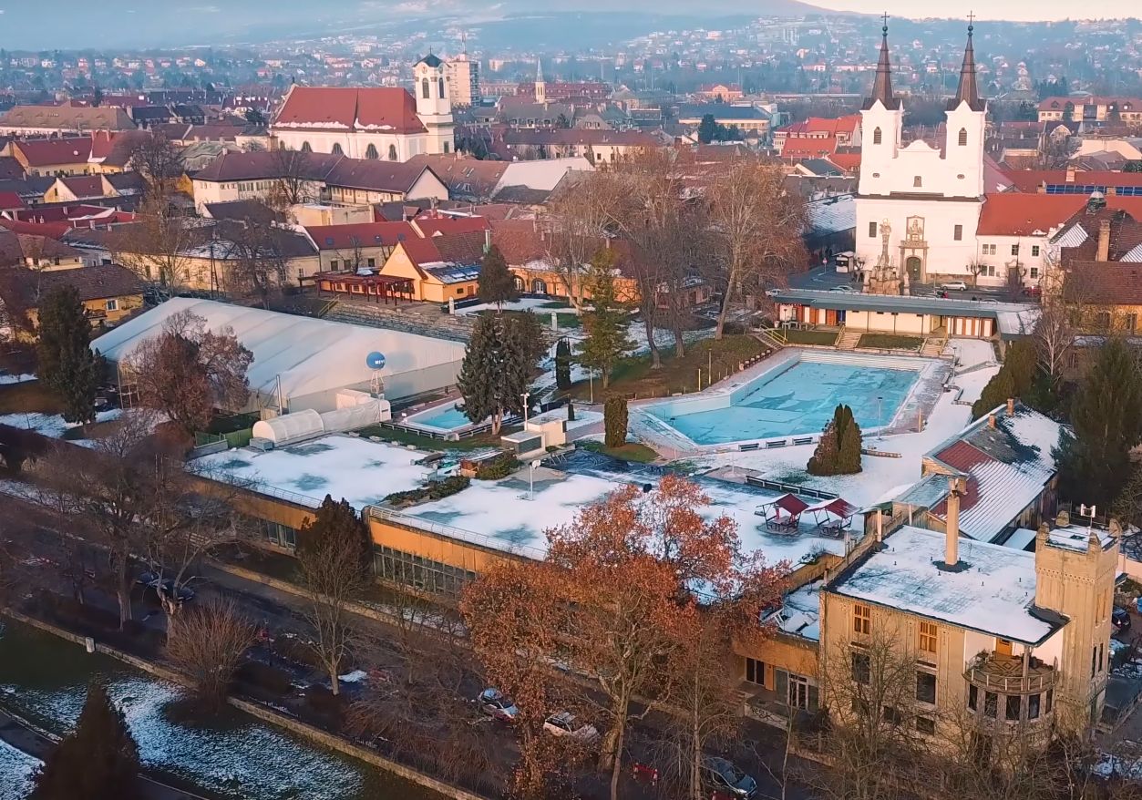 Váci strand a levegőből - 2017 december