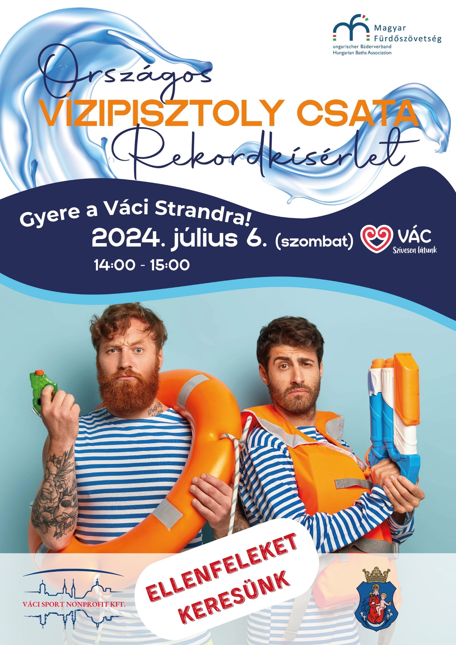 II. vízipisztoly országos rekordkísérlet a váci strand részvételével!