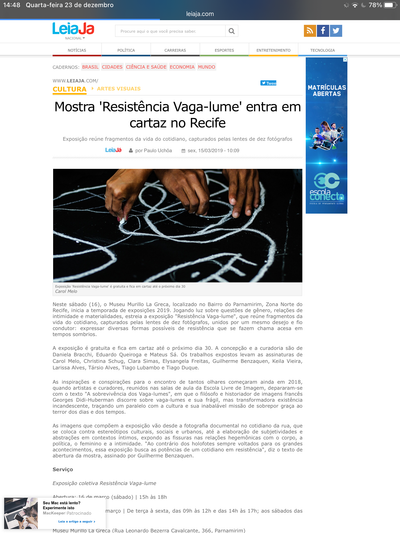 Mostra 'Resistência Vaga-lume' entra em cartaz no Recife