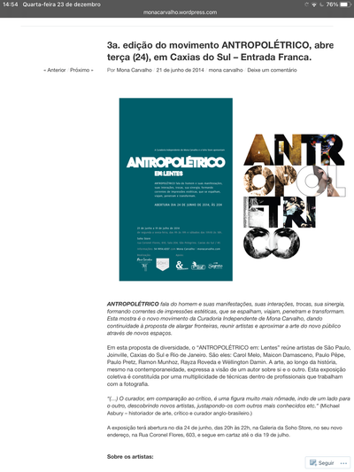 3a. edição do movimento ANTROPOLÉTRICO, abre terça (24), em Caxias do Sul