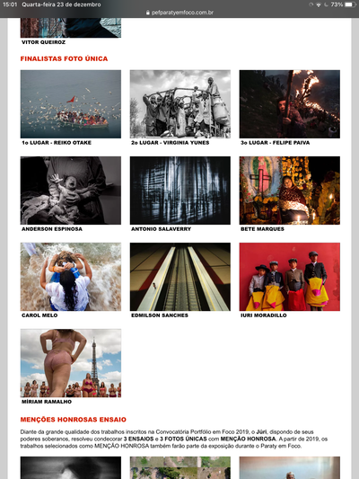 PREMIADOS CONVOCATÓRIA PARATY EM FOCO 2019