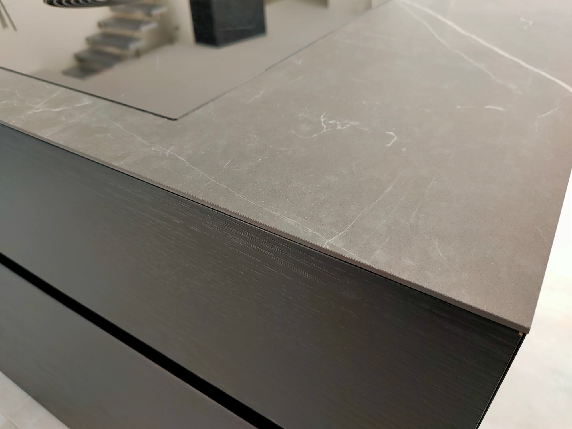 Black Kitchen and Fireplace - Private Villa