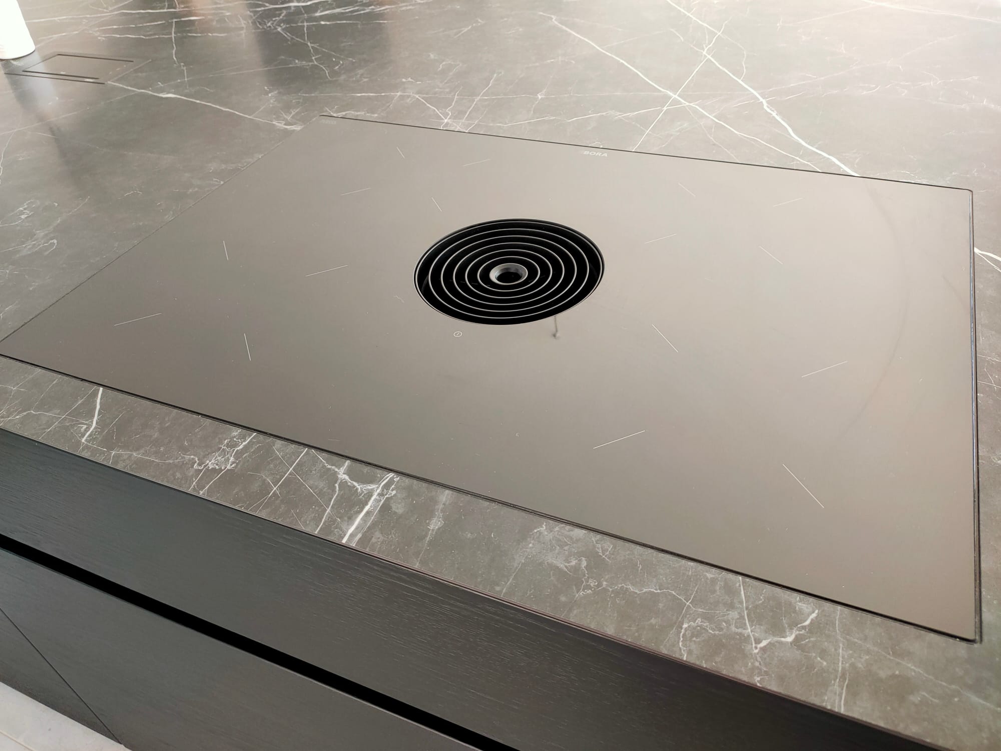 Black Kitchen and Fireplace - Private Villa