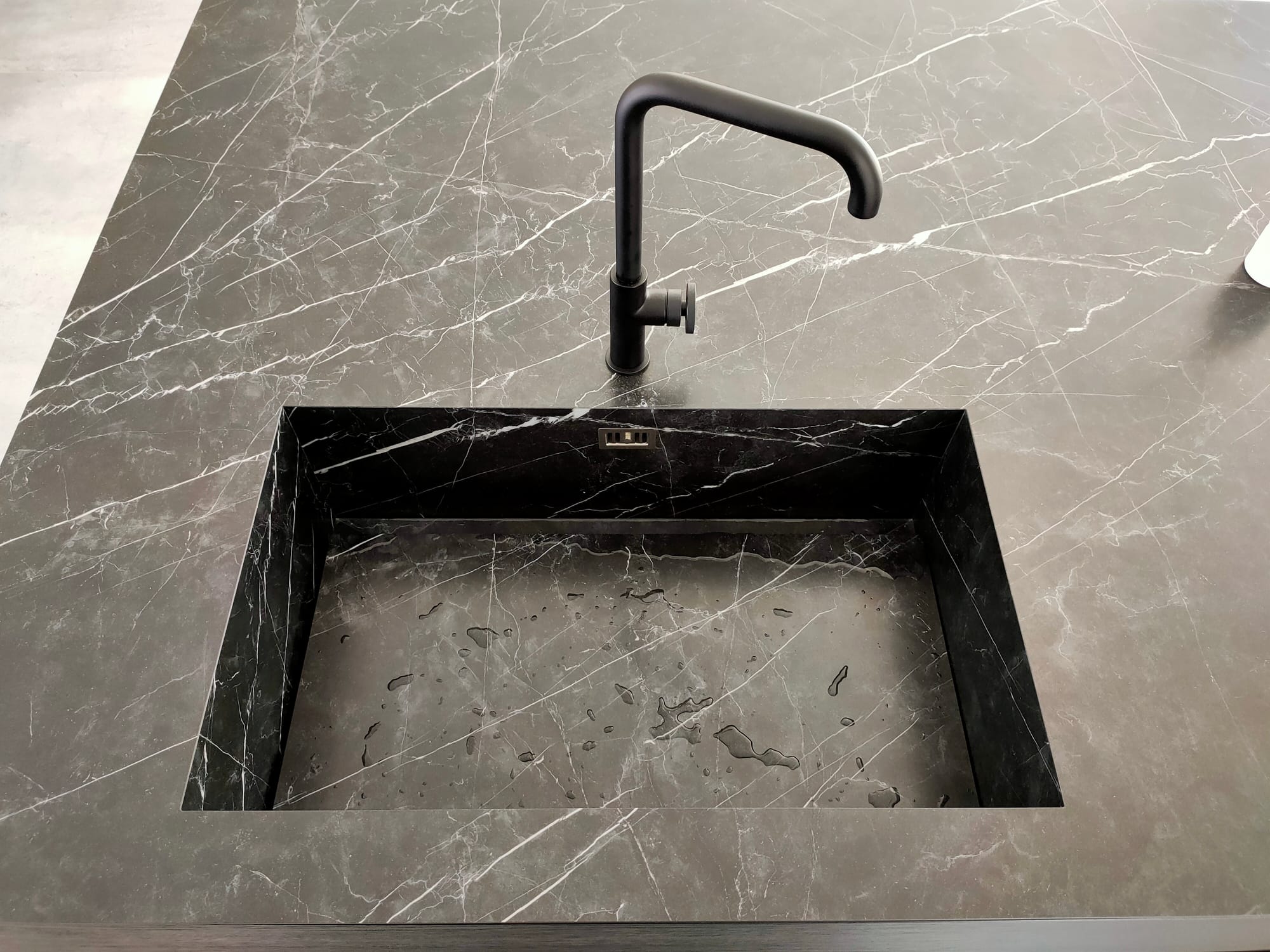 Black Kitchen and Fireplace - Private Villa