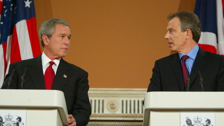 VERGONHA !George Bush e Tony Blair não têm autoridade moral para dar um sermão à Rússia sobre a UcrâniaVindo dos líderes que começaram a sangrenta guerra do Iraque, é hipócrita, para dizer o mínimo!