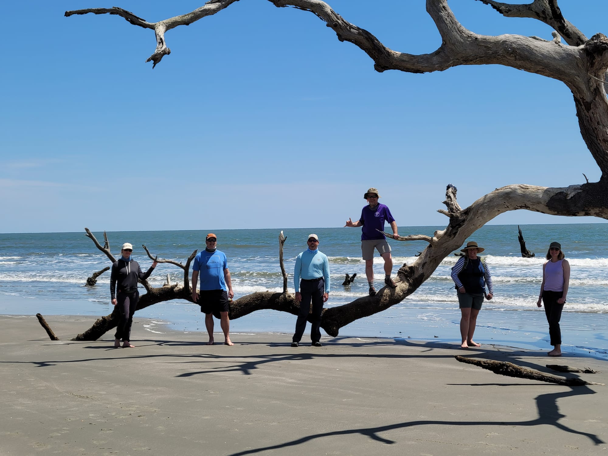 REI Trip: Bulls Island - Boneyard Beach Group Photo: Danielle, Paul, Charlie, Mike, Jeannie & Susan