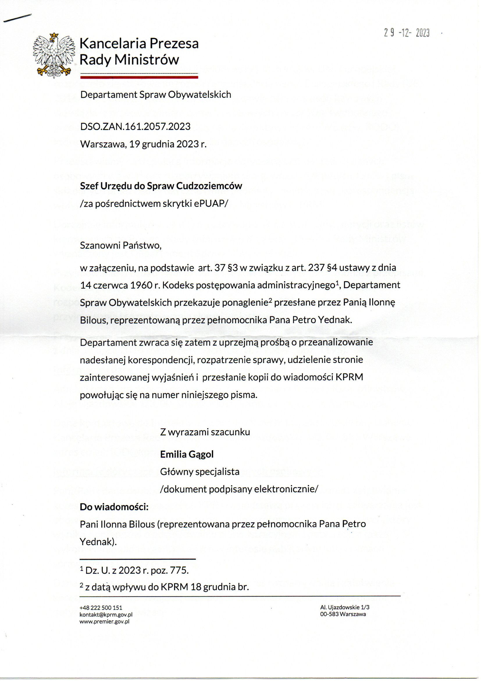 Premier - Kancelaria Prezesa Rady Ministrów