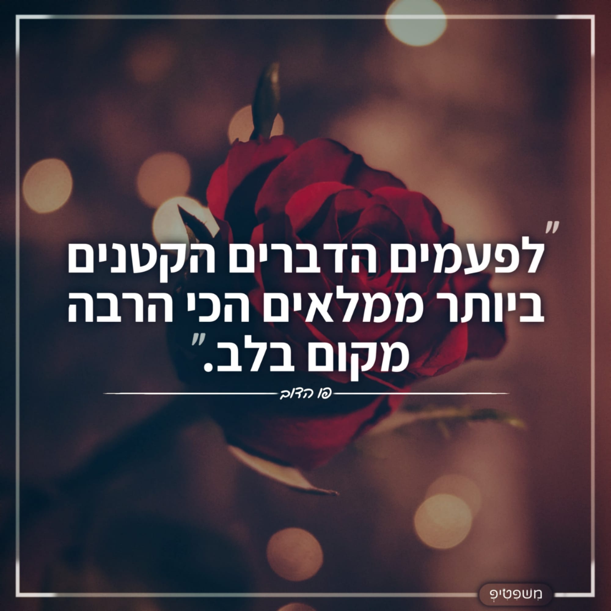 "לפעמים הדברים הקטנים ביותר ממלאים הכי הרבה מקום בלב".
