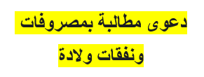 صحيفة دعوى مطالبة بمصروفات ونفقات ولادة