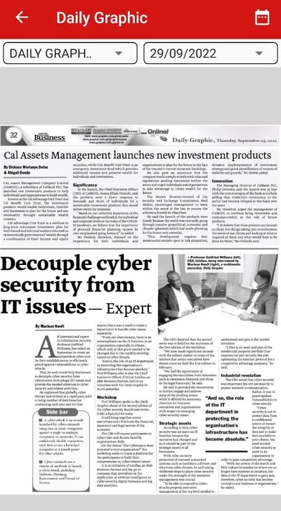 Daily Graphic - Decouple Cybersecurity from IT issues