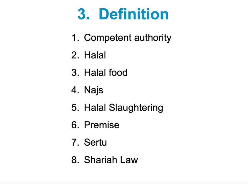 主題五 :《马来西亚HALAL食品标准(MS1500:2009)?》Malaysian Halal Food Standard (MS1500:2019)