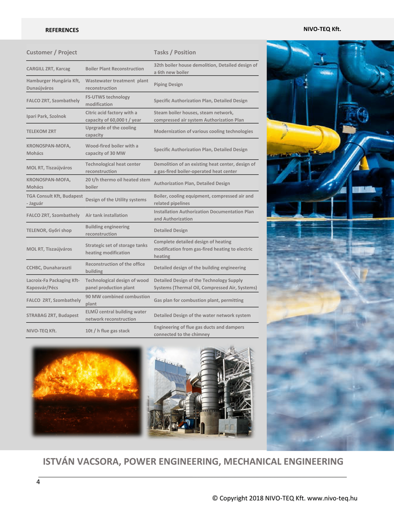 VACSORA ISTVÁN, TECHNOLÓGIAI GÉPÉSZET, ENERGETIKA