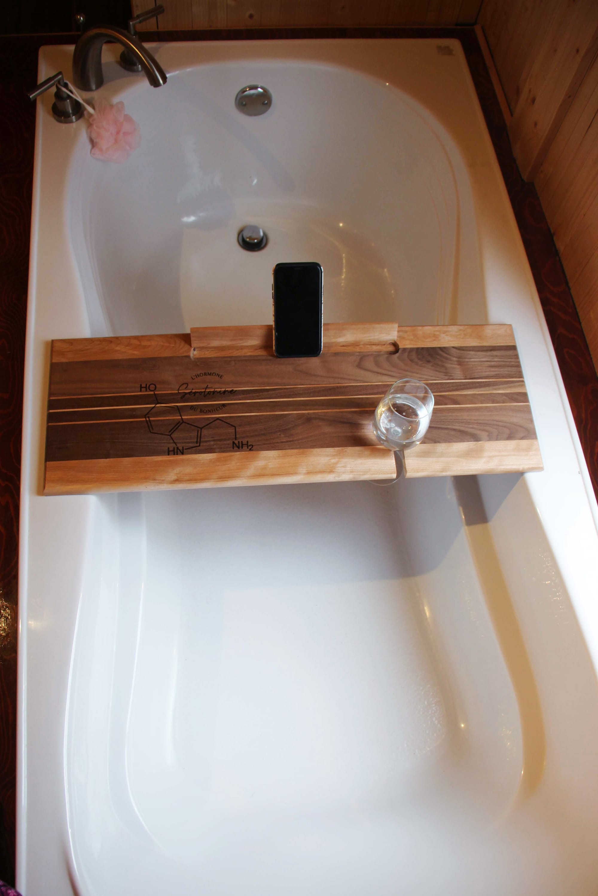 Pont de bain noyer et érable