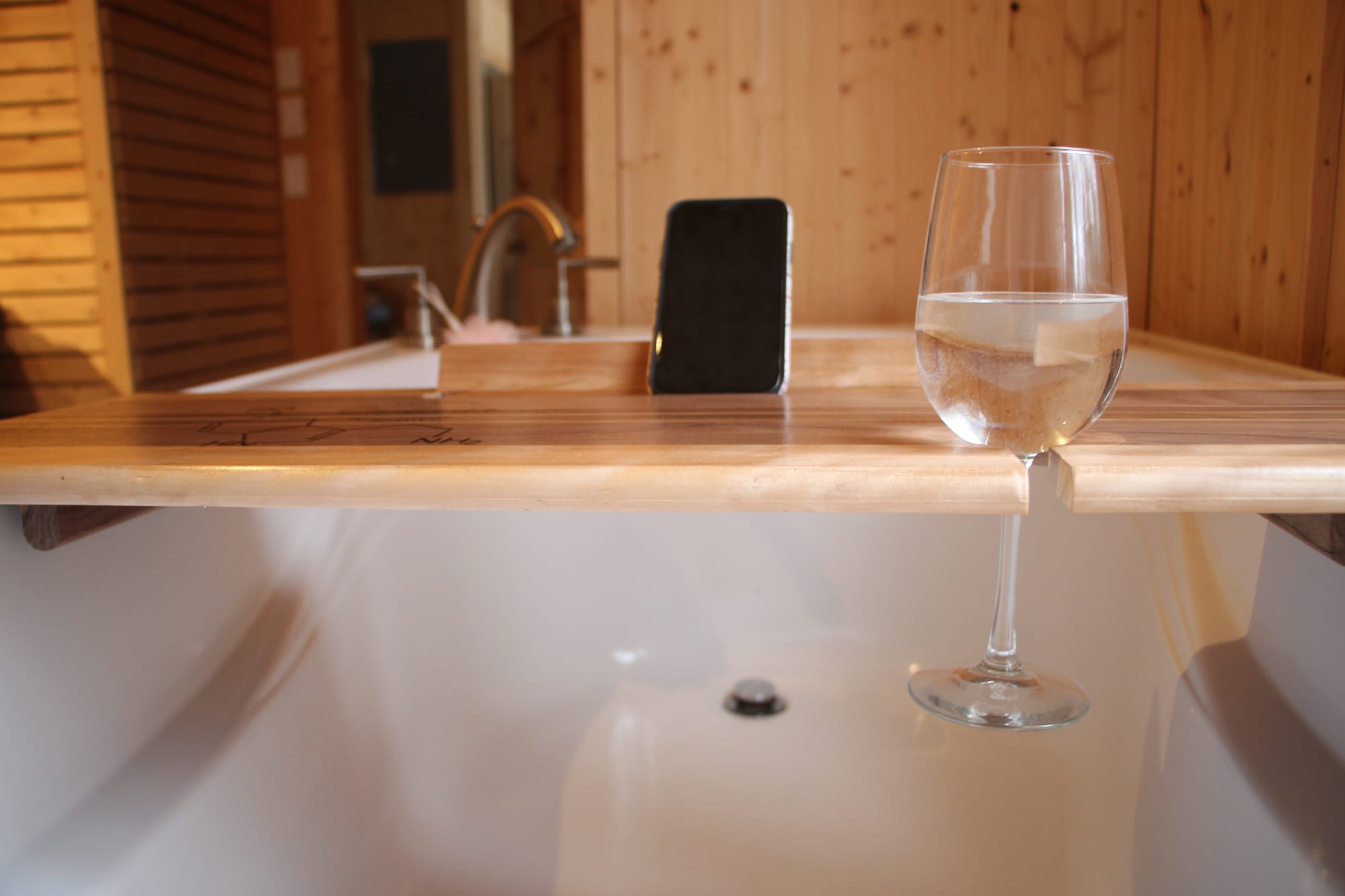 Pont de bain noyer et érable