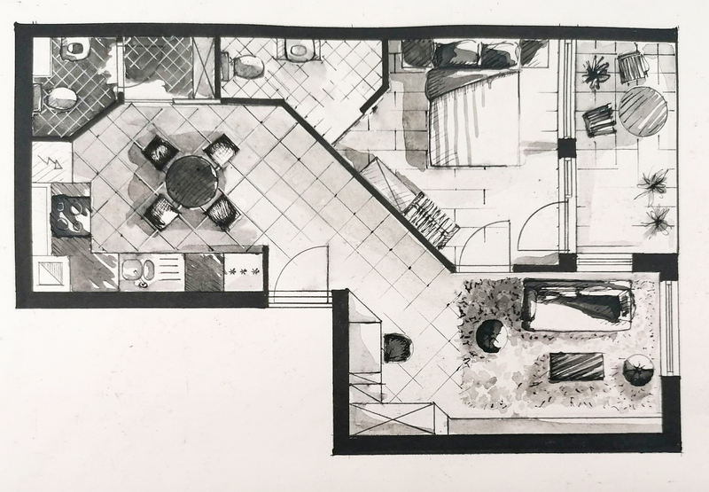 42 nm-es lakás 1 hálószobával 