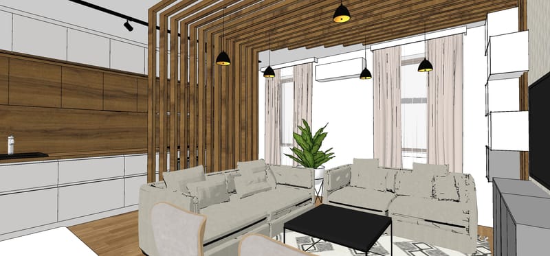 Amerikai konyhás nappali