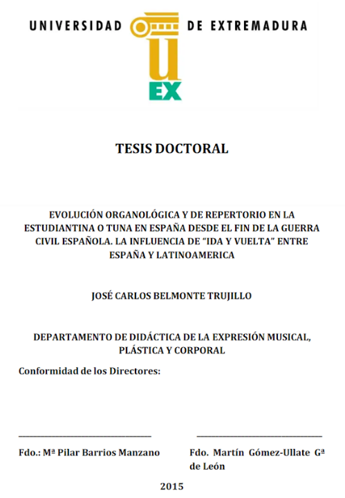 Evolución organológica y de repertorio en la estudiantina o tuna en España desde el fin de la guerra civil española.