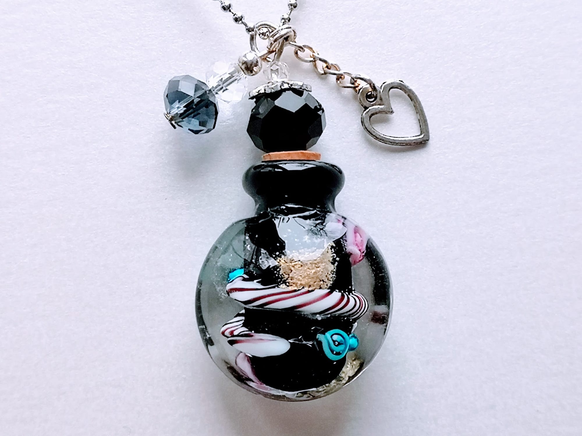 MURANO GLASS BOTTLE NECKLACE WITH BOX (#1)
