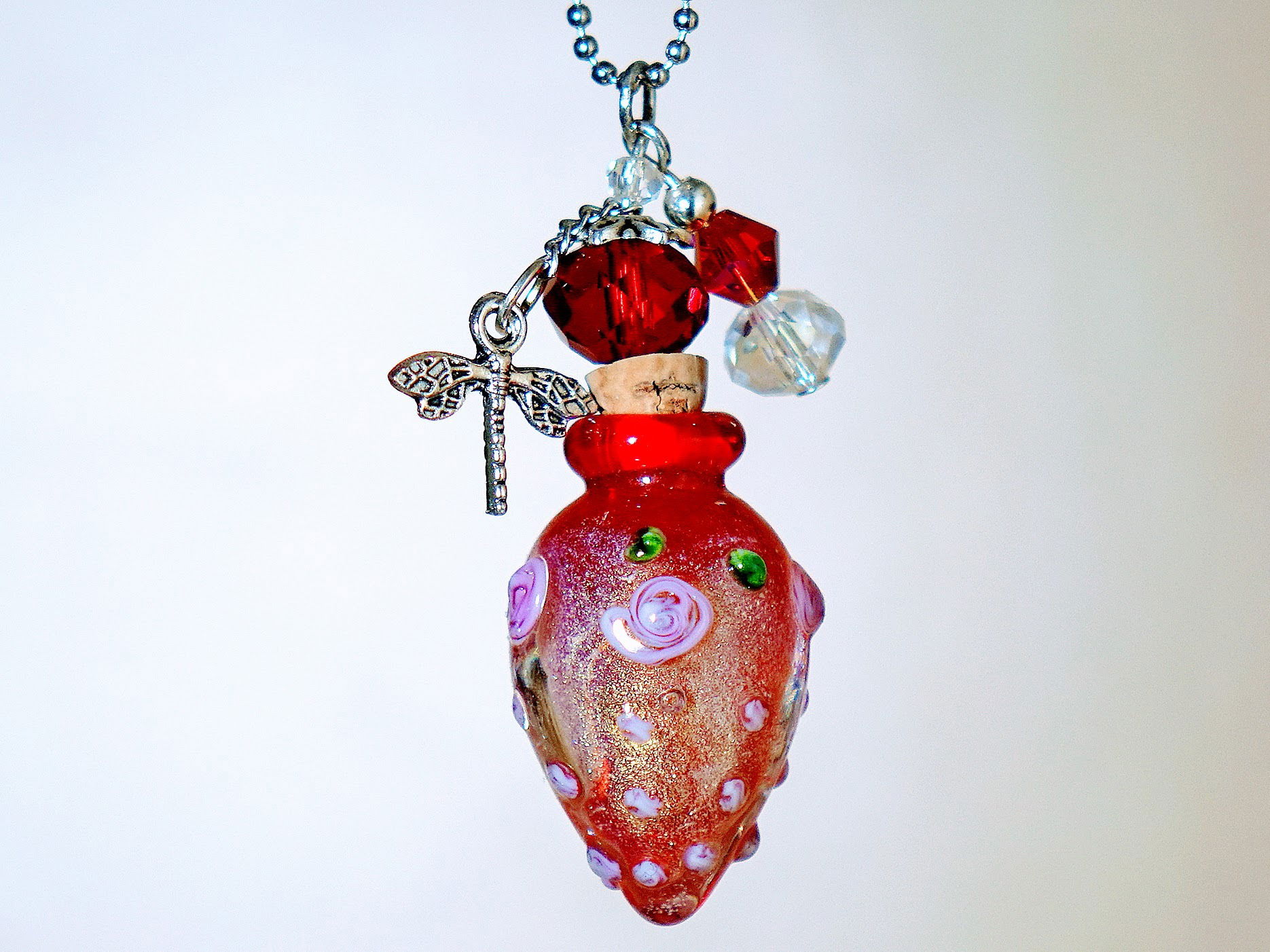 MURANO GLASS BOTTLE NECKLACE WITH BOX (#15)