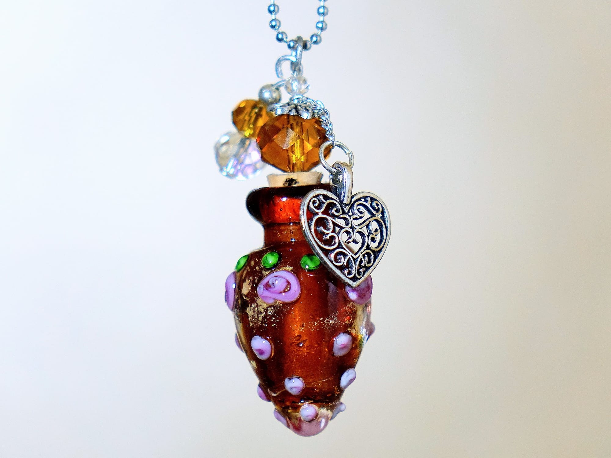 MURANO GLASS BOTTLE NECKLACE WITH BOX (#21)