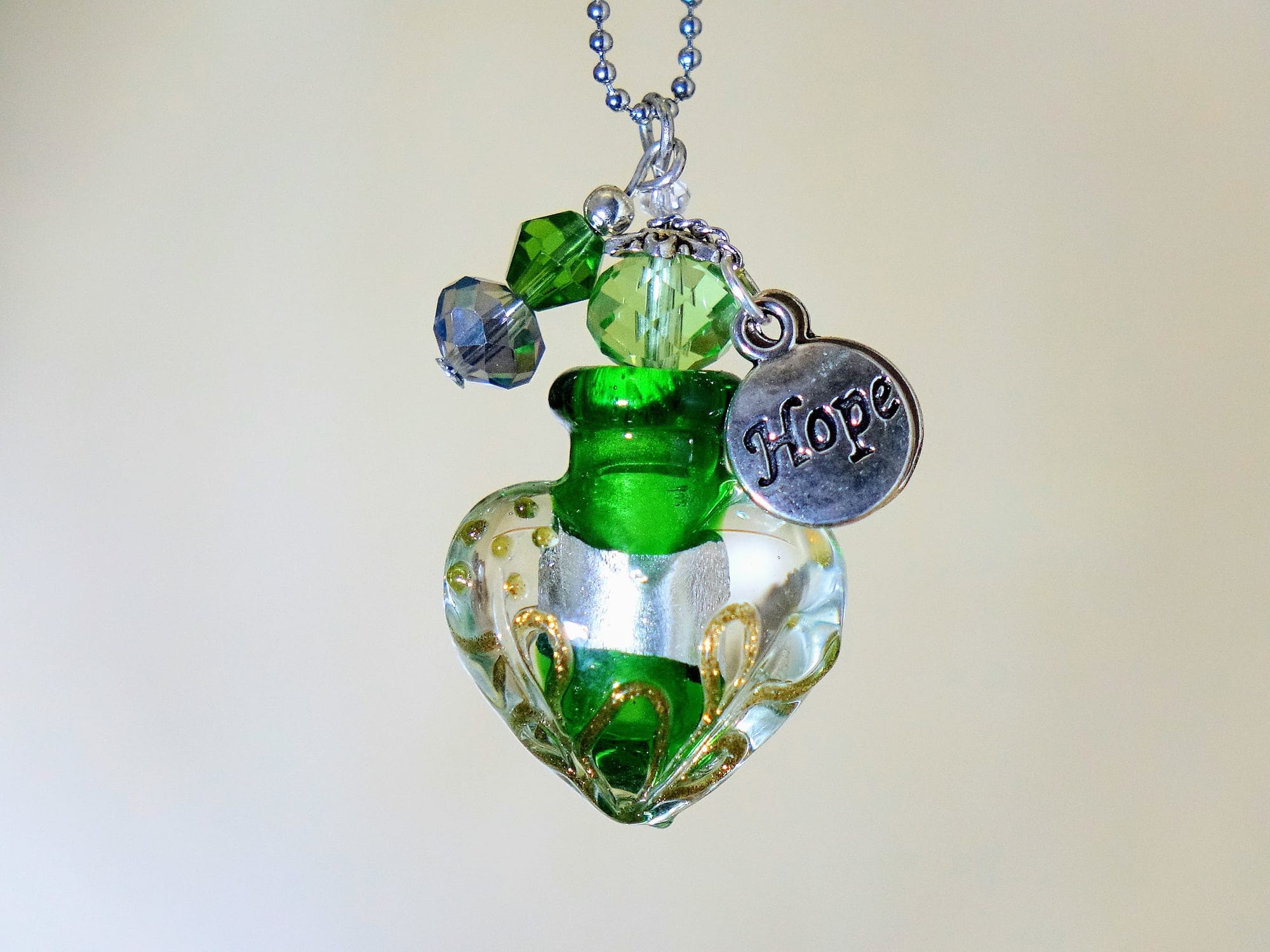 MURANO GLASS BOTTLE NECKLACE WITH BOX (#35)