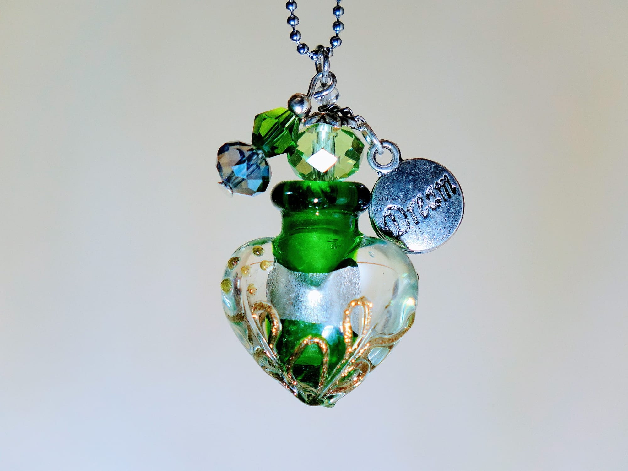 MURANO GLASS BOTTLE NECKLACE WITH BOX (#35)
