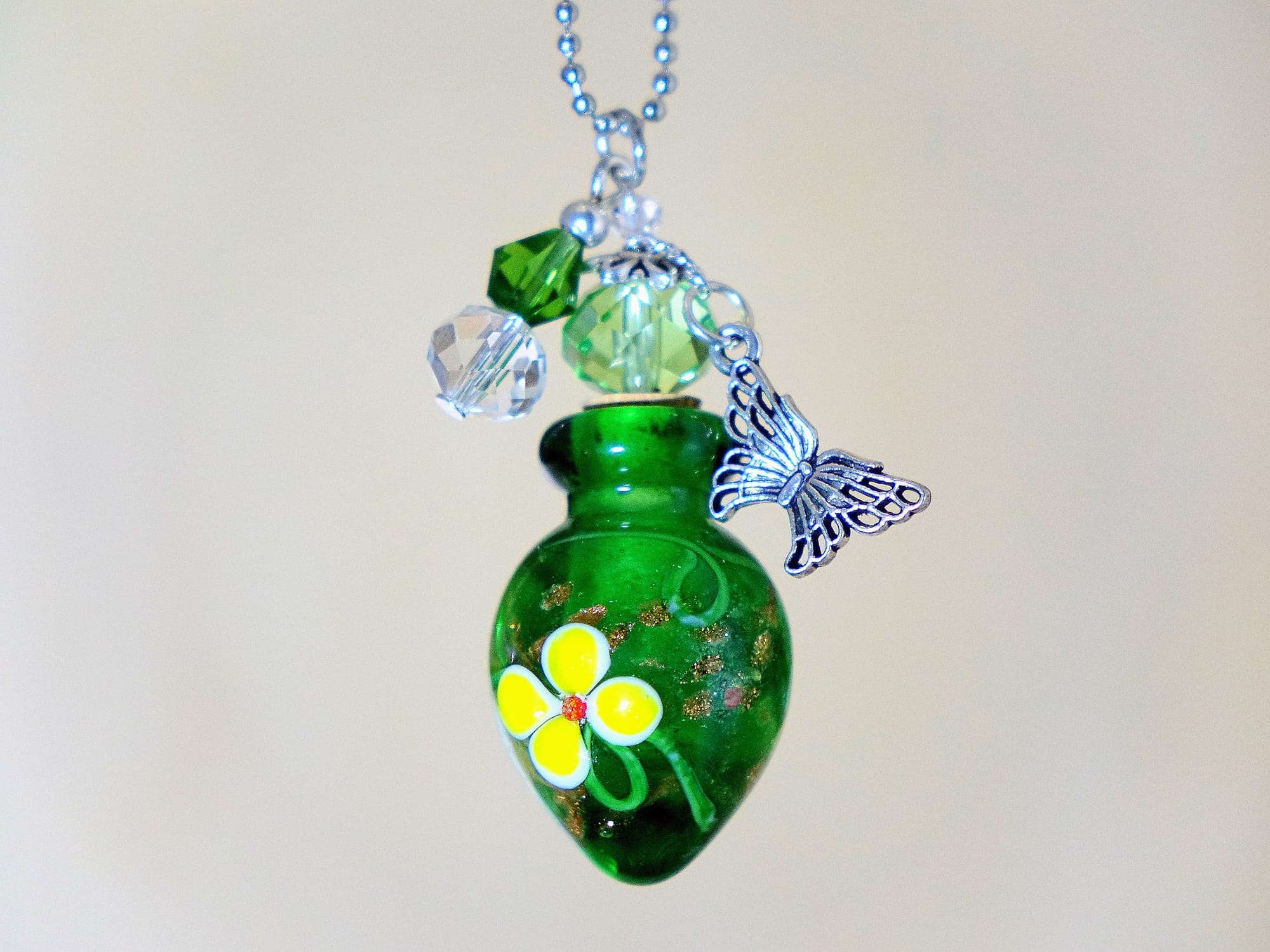 MURANO GLASS BOTTLE NECKLACE WITH BOX (#37)