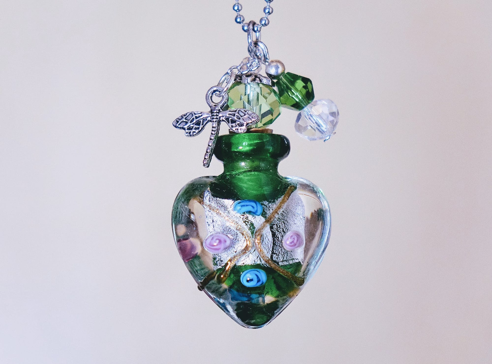 MURANO GLASS BOTTLE NECKLACE WITH BOX (#59)