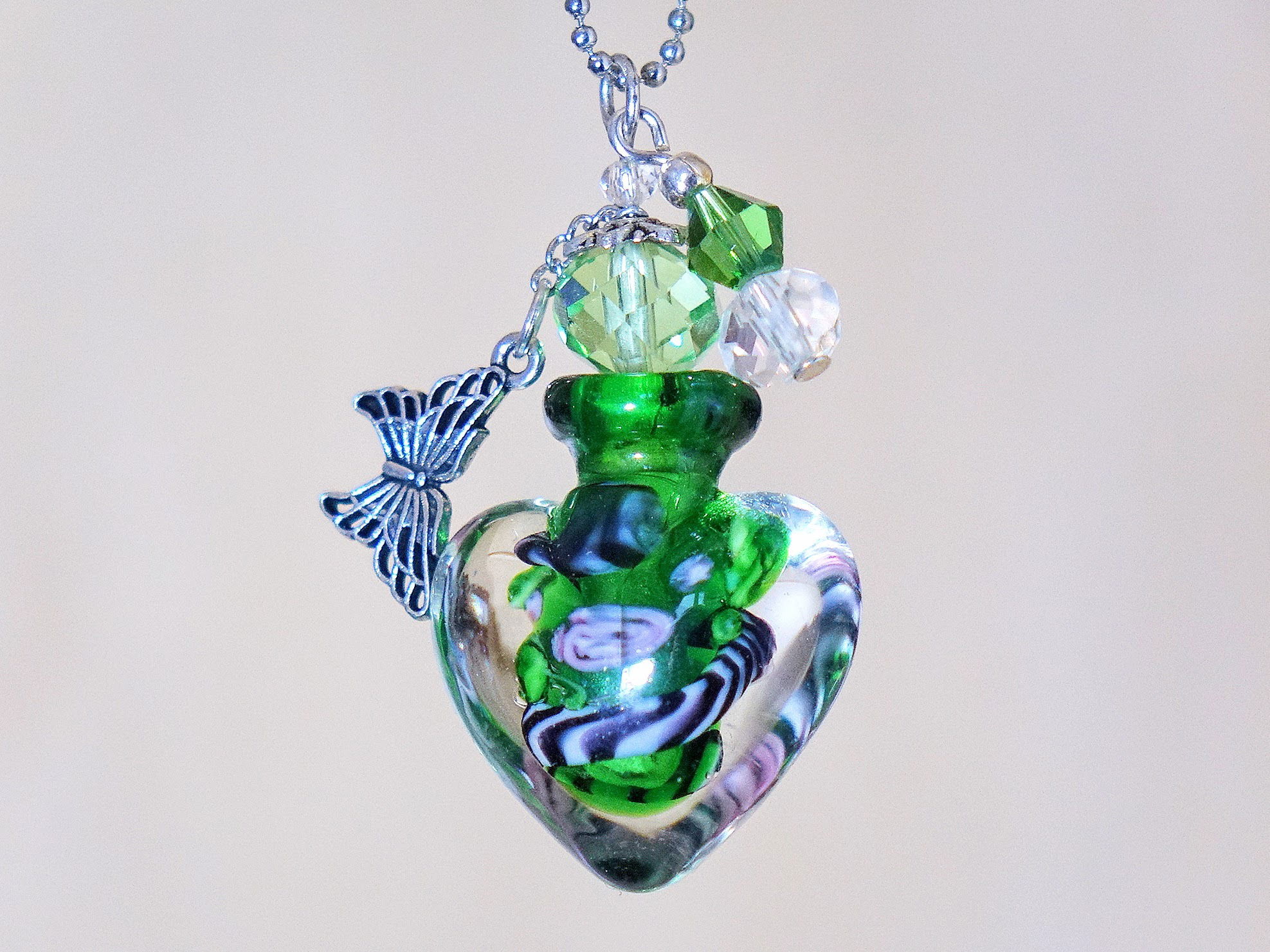 MURANO GLASS BOTTLE NECKLACE WITH BOX (#62)