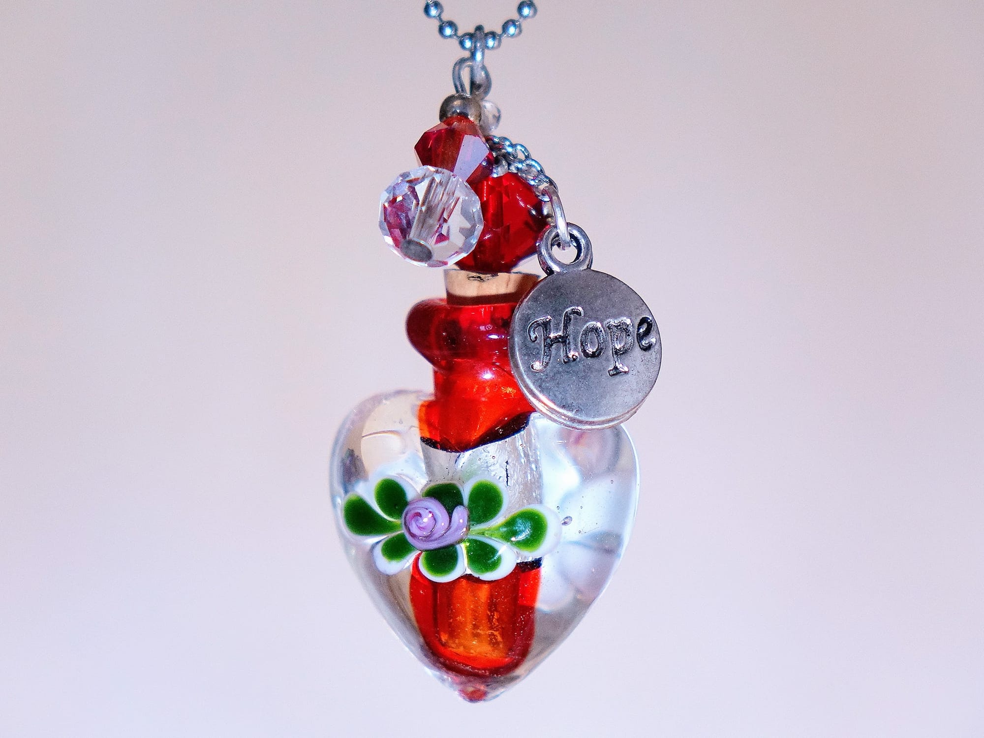 MURANO GLASS BOTTLE NECKLACE WITH BOX (#64)