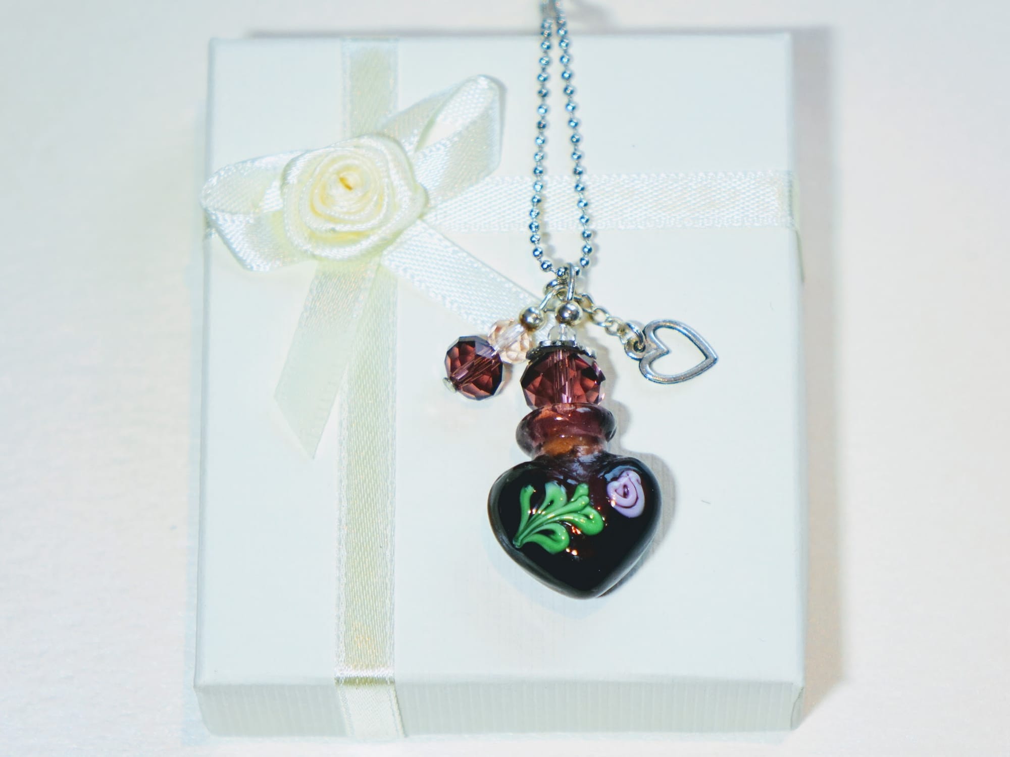 MURANO GLASS BOTTLE NECKLACE WITH BOX (#74)