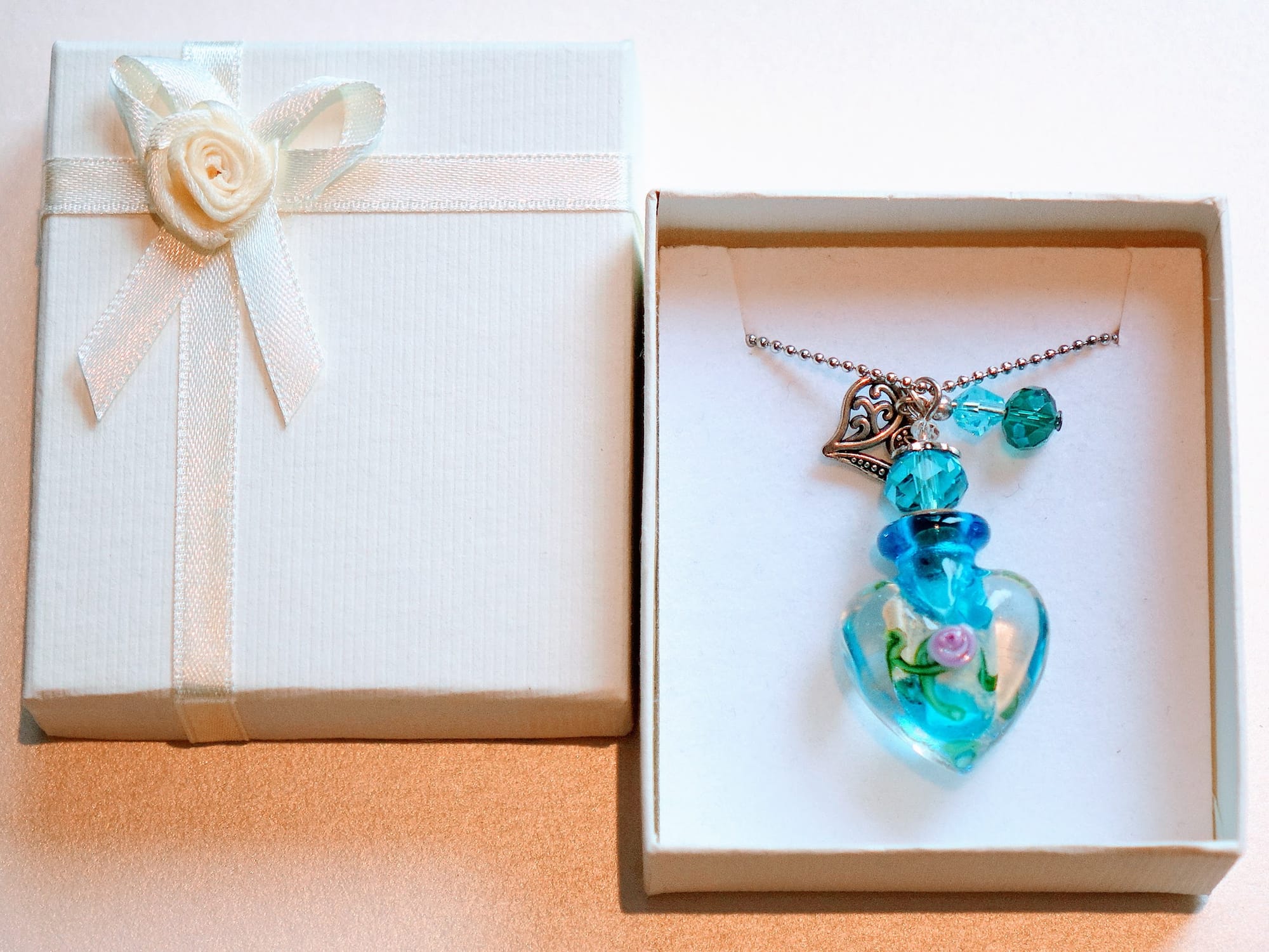 MURANO GLASS BOTTLE NECKLACE WITH BOX (#73)
