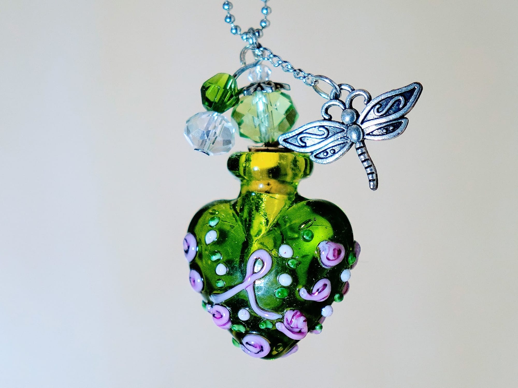 MURANO GLASS BOTTLE NECKLACE WITH BOX (#16)