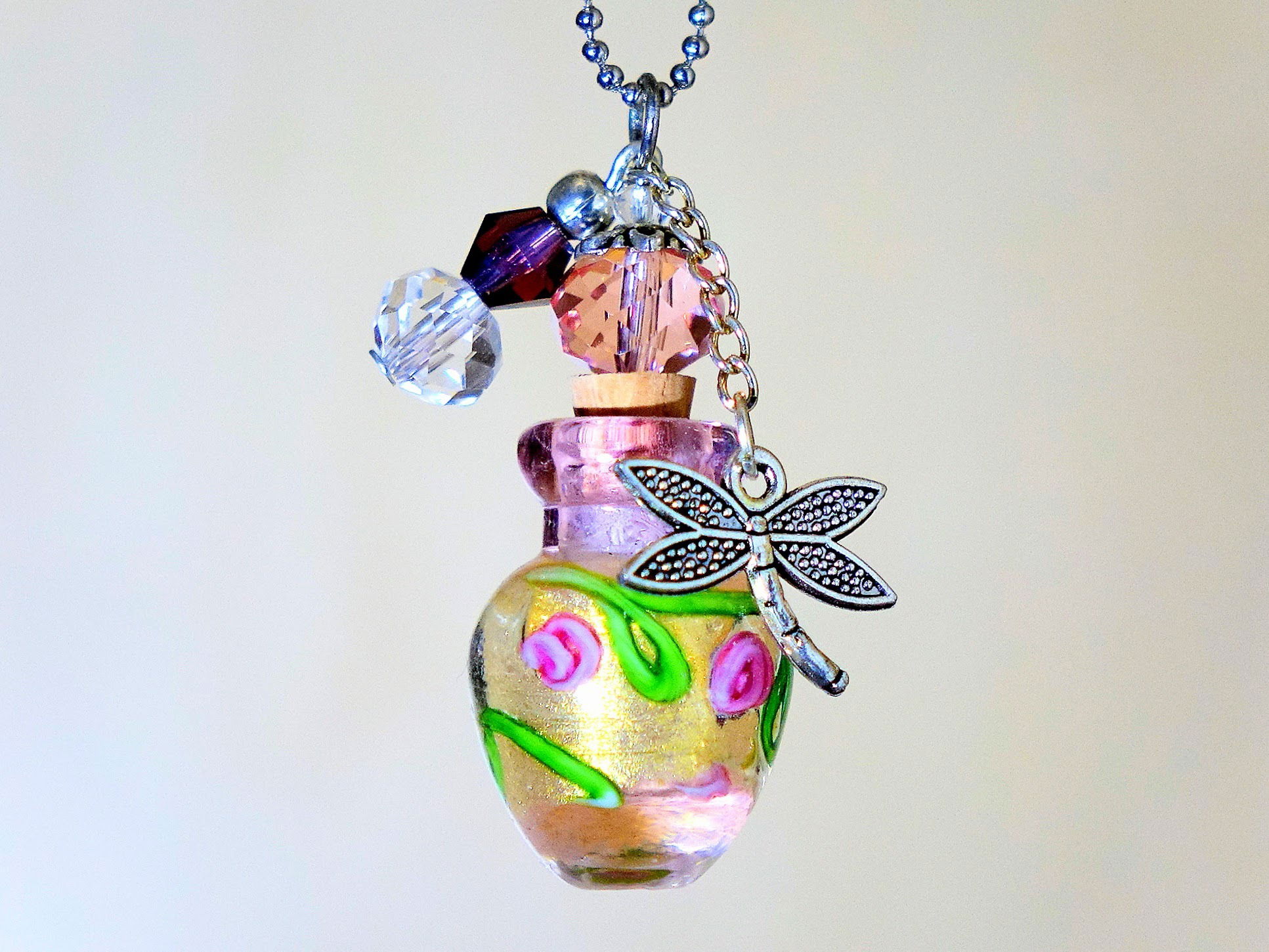 MURANO GLASS BOTTLE NECKLACE WITH BOX (#50)