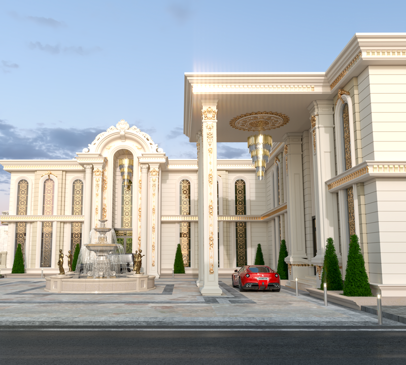 تصميم قصر, الموقع: الرياض ,نمط التصميم: النمط الاوربي الكلاسيكي ,المساحة:3640 متر مربع