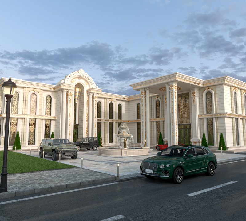 تصميم قصر, الموقع: الرياض ,نمط التصميم: النمط الاوربي الكلاسيكي ,المساحة:3640 متر مربع