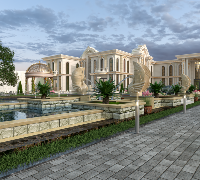 تصميم قصر, الموقع: الرياض ,نمط التصميم: النمط الاوربي الكلاسيكي ,المساحة:3640 متر مربع