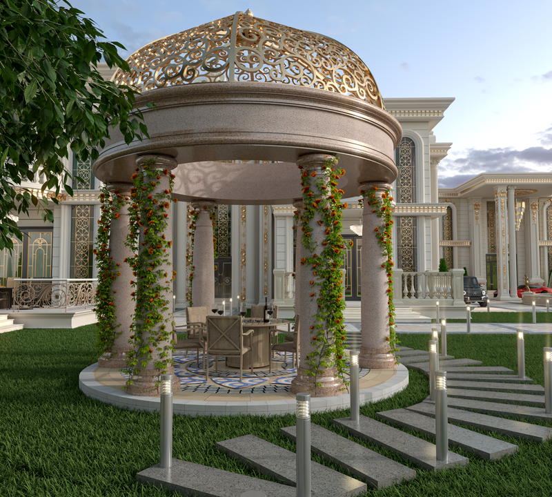 تصميم قصر, الموقع: الرياض ,نمط التصميم: النمط الاوربي الكلاسيكي ,المساحة:3640 متر مربع