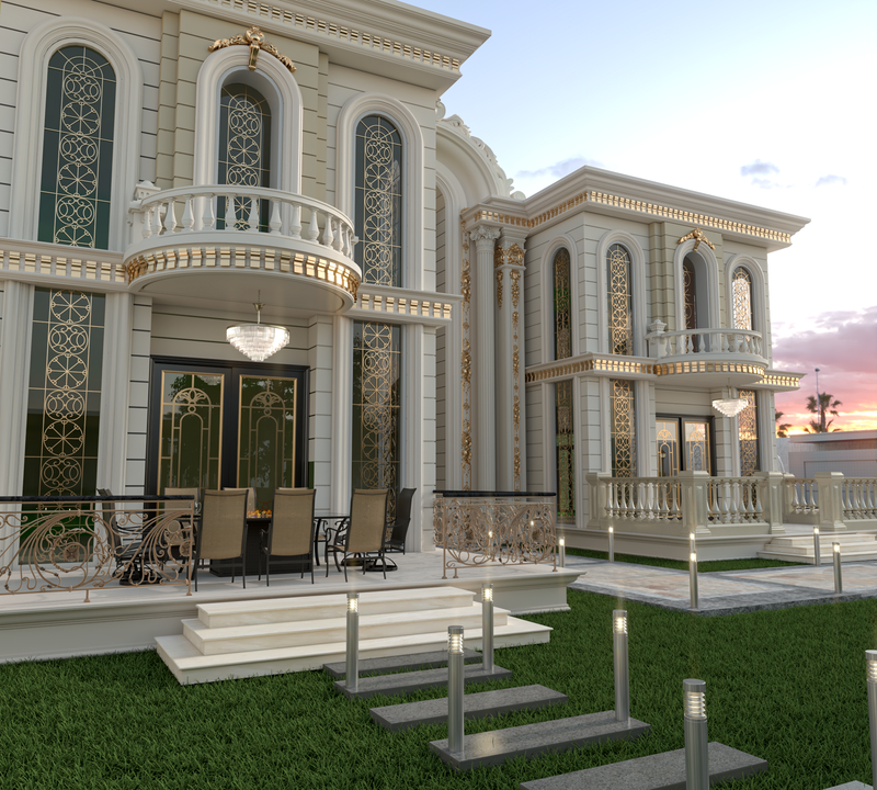 تصميم قصر, الموقع: الرياض ,نمط التصميم: النمط الاوربي الكلاسيكي ,المساحة:3640 متر مربع