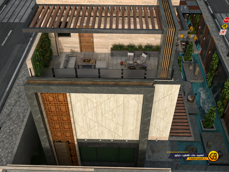 تصميم مودرن داخلي وخارجي لفلة في تبوك, المساحة 650 كتر مربع